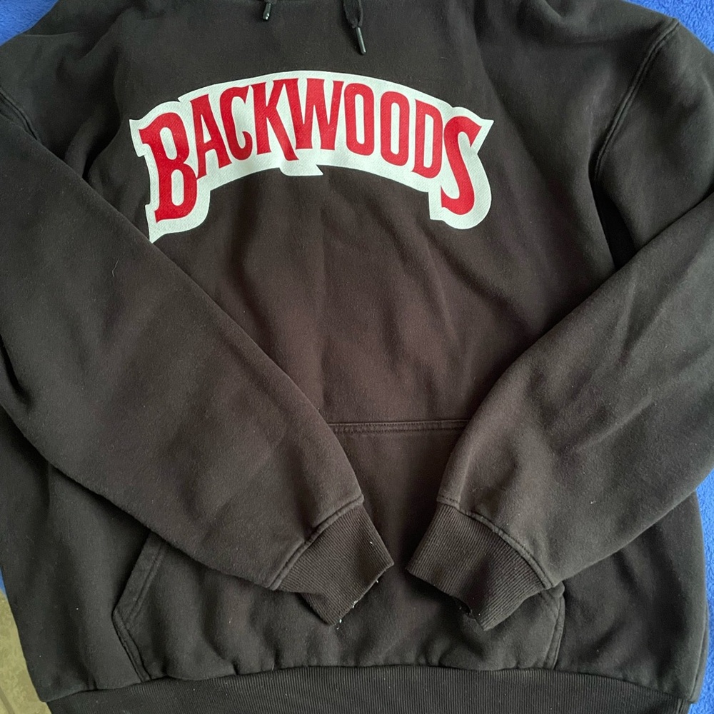 Black Hoodie with Red Backwoods Logo